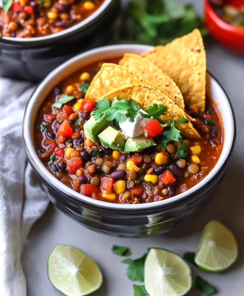 Slow Cooker Lentil Taco Chili Recipe