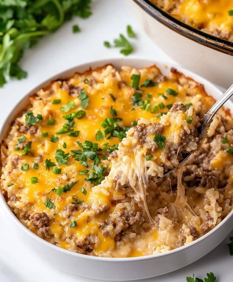 Cheesy Hamburger Rice Casserole Recipe