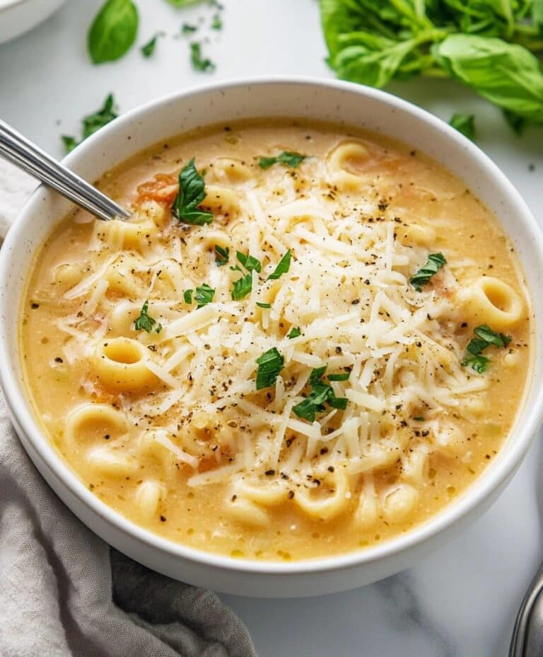 5-ingredient Cozy Pasta Parmesan Soup Recipe