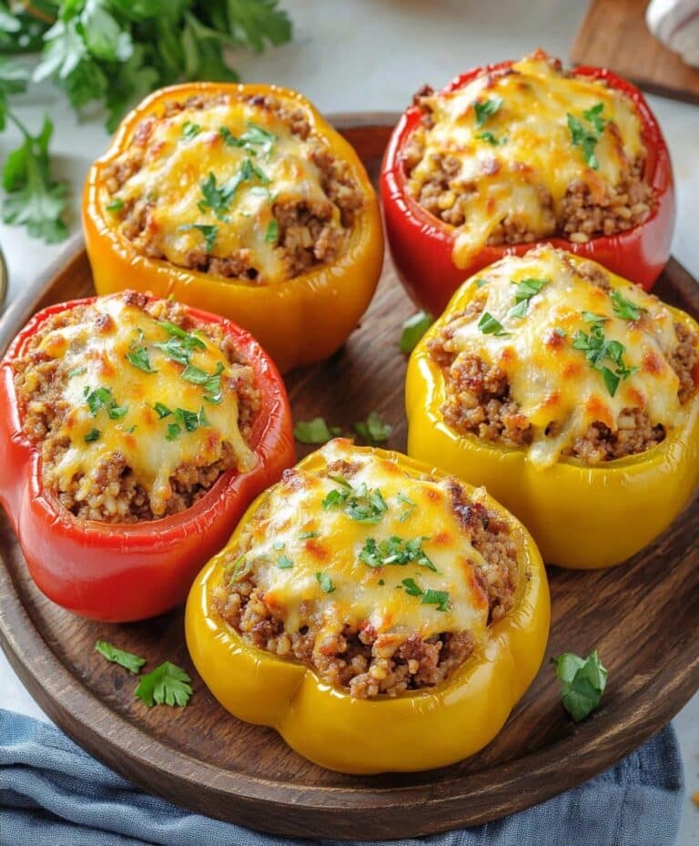 Easy Stuffed Bell Peppers With Ground Beef And Brown Rice Recipe