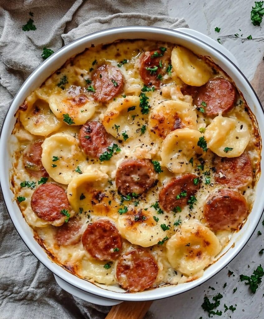 Crockpot Pierogi Casserole With Sausage Recipe