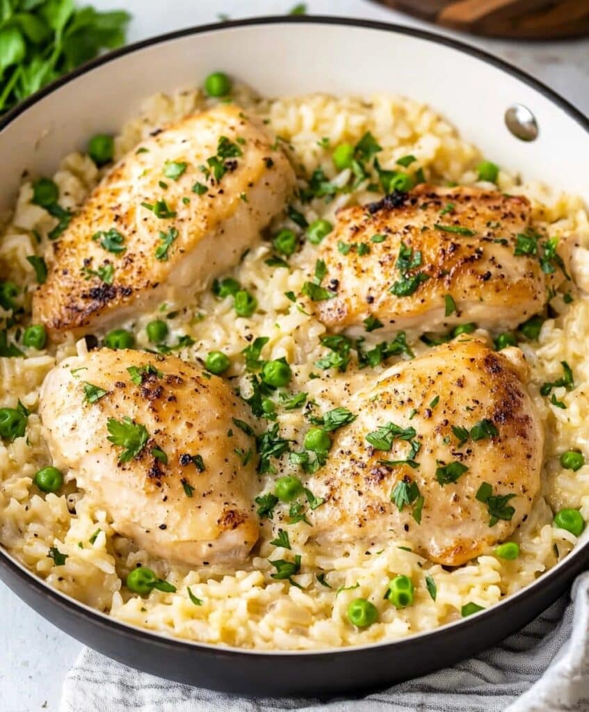 One-pan Creamy Parmesan Chicken & Rice [40 Minutes] Recipe