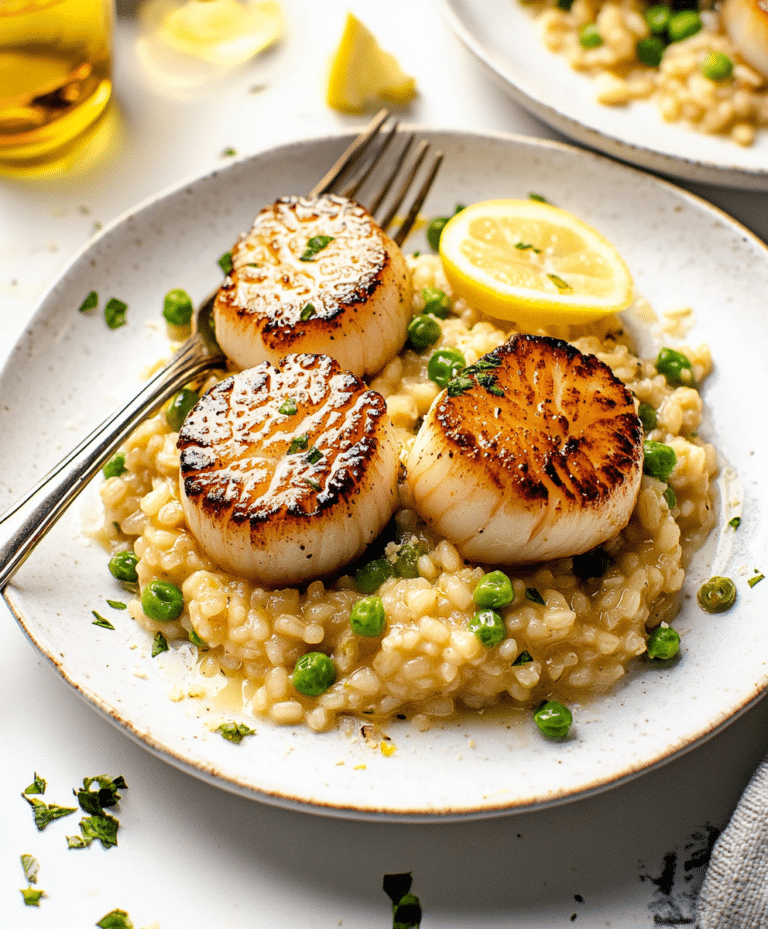 Lemon Butter Scallops Over Parmesan Risotto Recipe