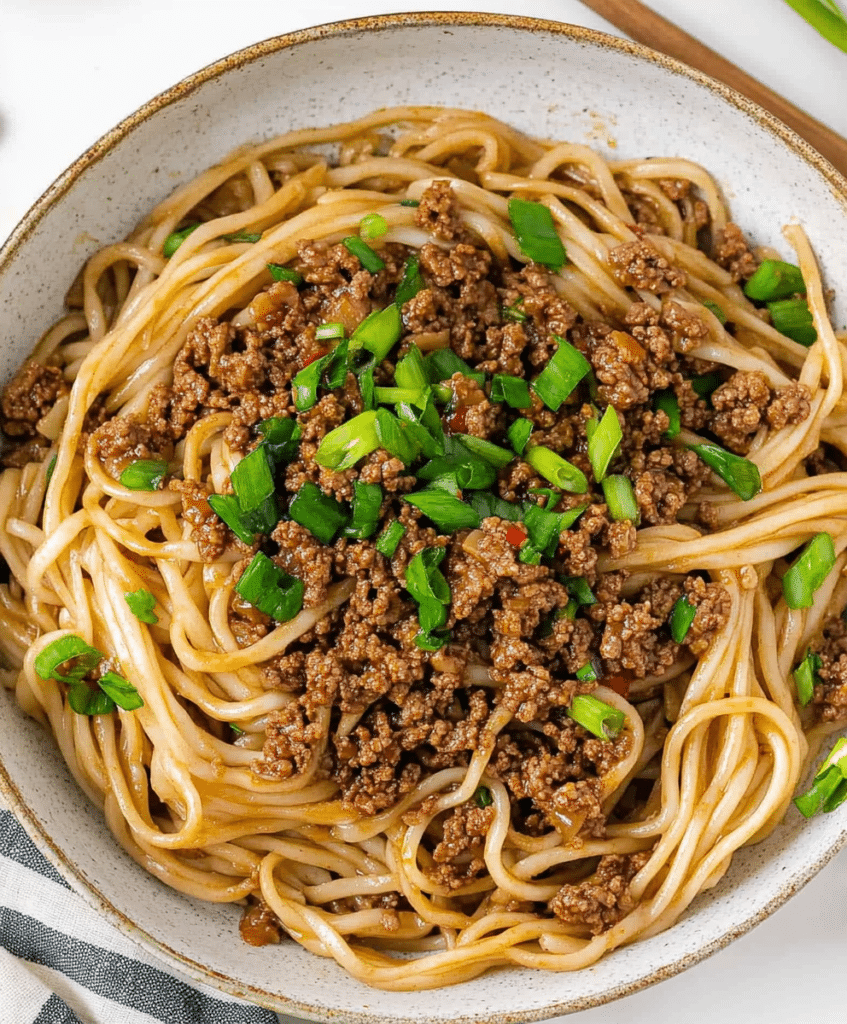 Mongolian Ground Beef Noodles Recipe