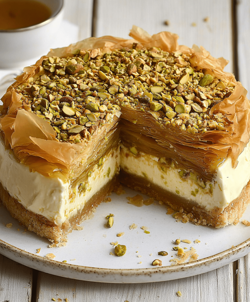Honey Pistachio Baklava Cheesecake Recipe