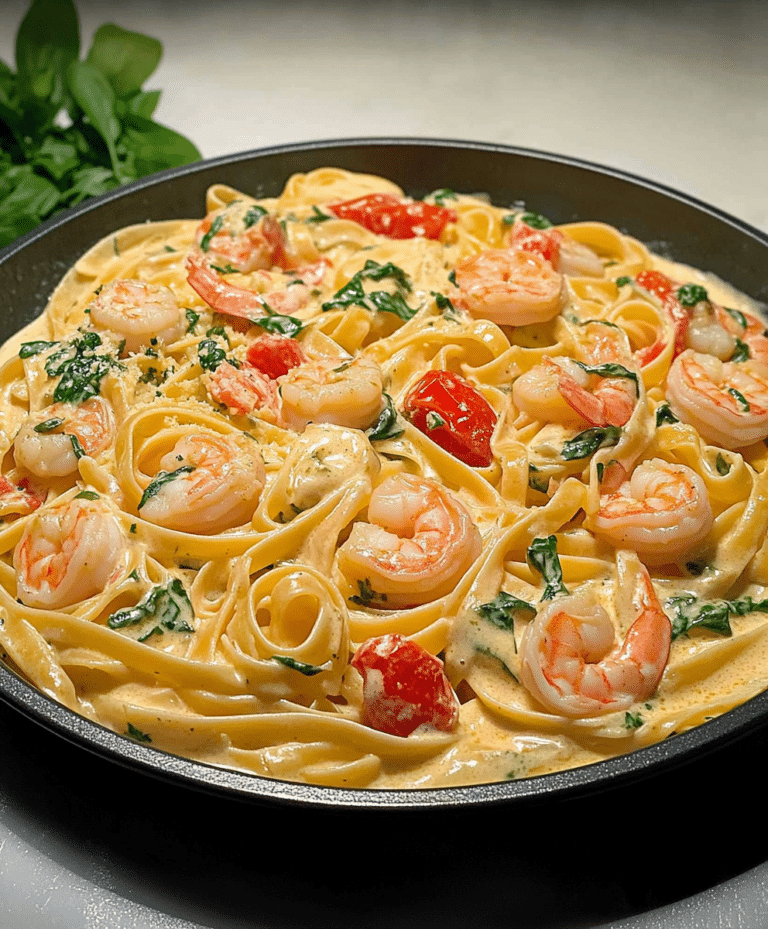Fettuccine With Shrimp, Tomatoes, And Spinach Cream Sauce Recipe