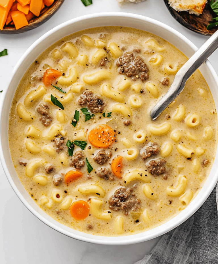 One-pot Macaroni Cheeseburger Soup Recipe