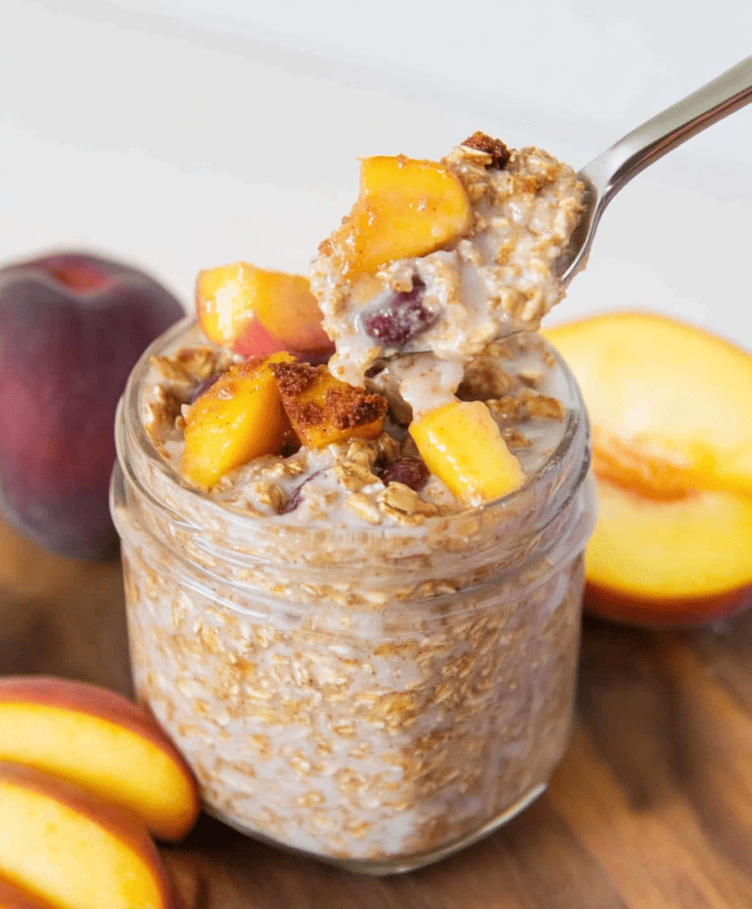 Peach Cobbler Overnight Oats Recipe