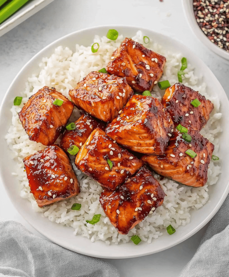 Air Fryer Honey Garlic Salmon Bites Recipe