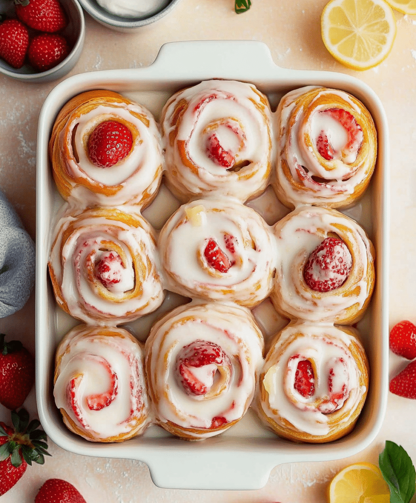 Strawberry Rolls With Lemon Icing Recipe