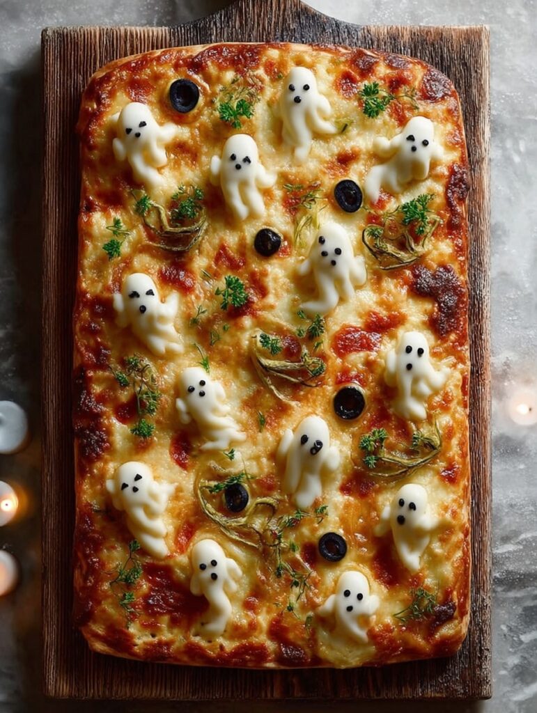 Cemetery Flatbread Pizza – A Haunted Halloween Scene
