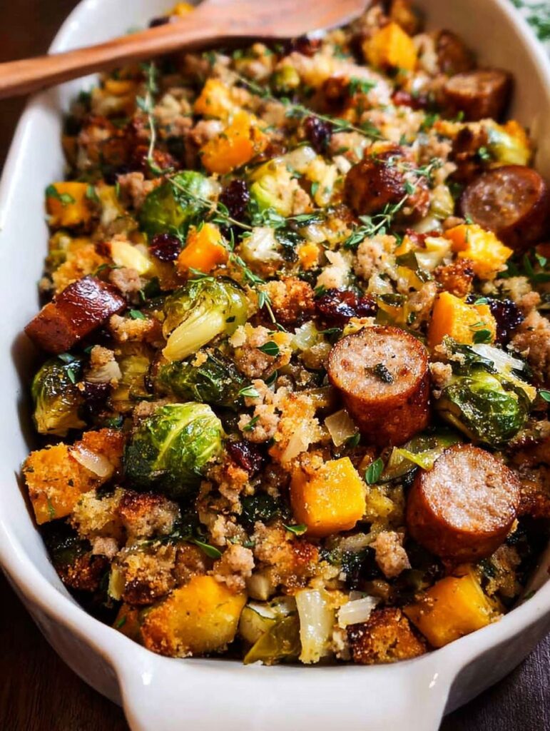 Healthy Thanksgiving Harvest Casserole Recipe With Chicken Sausage